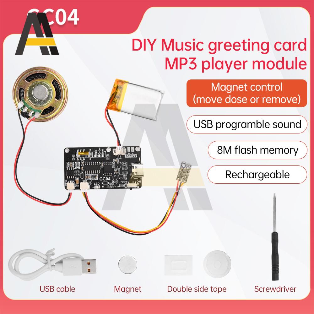 GC04 Magnetron Recording Card Movement Creative Gift Box Christmas Birthday Card Music Cover MP3 Download Voice Module TYPE-C
