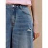 INMAN Women's Lyocell Retro Ripped Wide-Leg Jeans