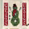 Christmas Decorations Plaid Door Curtain Bunting Hanging Party Atmosphere Banner