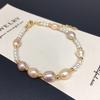 Mixed Color Natural Freshwater Rice Shape and Near Round Pearl Beaded Bracelet Natural Pearl Women Hand Jewelry