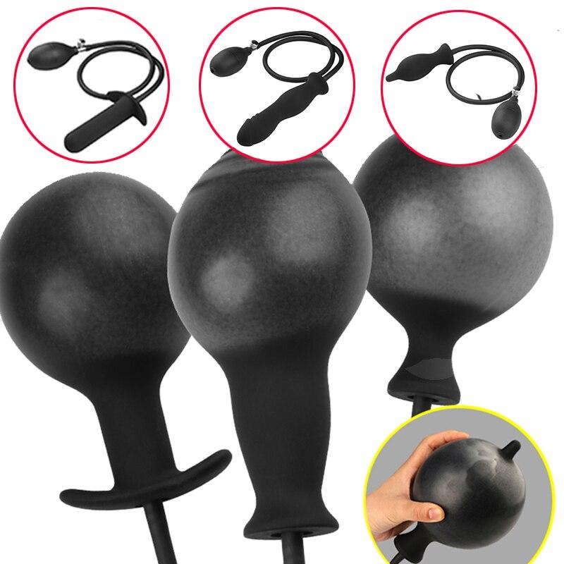 Miękka czarna nadmuchiwana pompa Nadmuchiwana wtyczka Dildo Expander Rozszerzalna nadmuchiwana wtyczka Produkt dla dorosłych