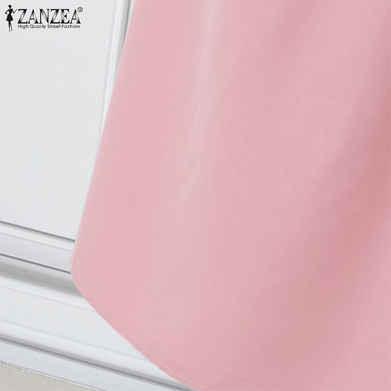 ZANZEA Lässiges Damen-Sommerkleid mit Rundhalsausschnitt und kurzen Ärmeln