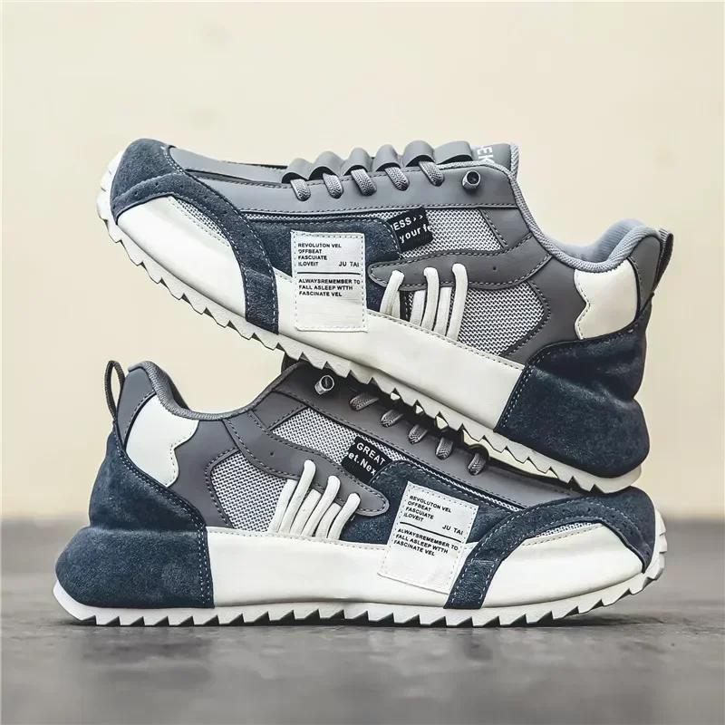 

Трендовые новые мужские туфли, нескользящие, дышащие, повседневные туфли для мужчин, модные, индивидуальные, удобные мужские кроссовки на шнуровке 39 синий