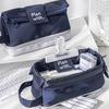 Student Nylon Double Layer Pencil Case Large Capacity Organizer For School And Office