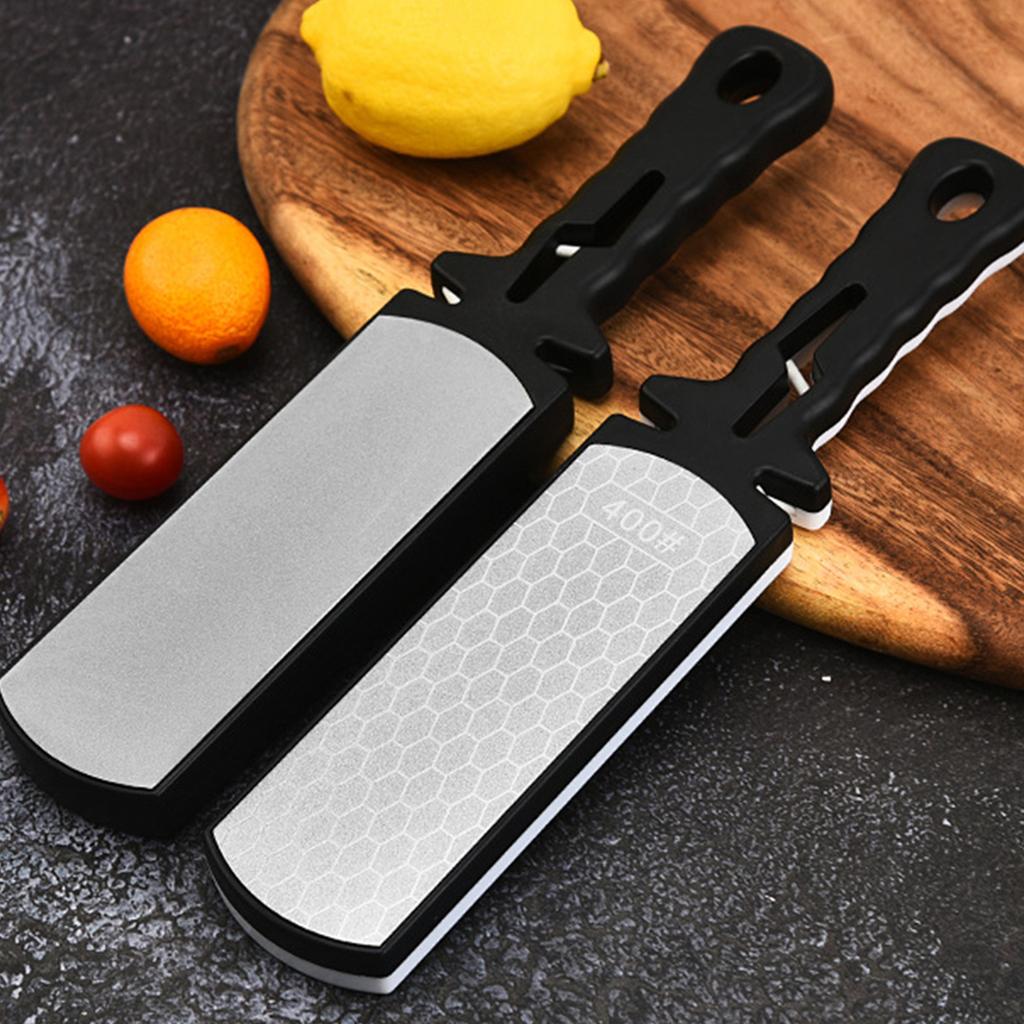 Double Sided Kitchen Knife Sharpener Diamond Sharpening Stone Coarse and Fine Grits Sharpen Tools with NonSlip Handle