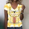 Camiseta Casual de Manga Corta con Cuello en V para Mujer con Estampado de Oktoberfest Top Tejido Ligero y Suave Ajuste Cómodo para el Uso Diario