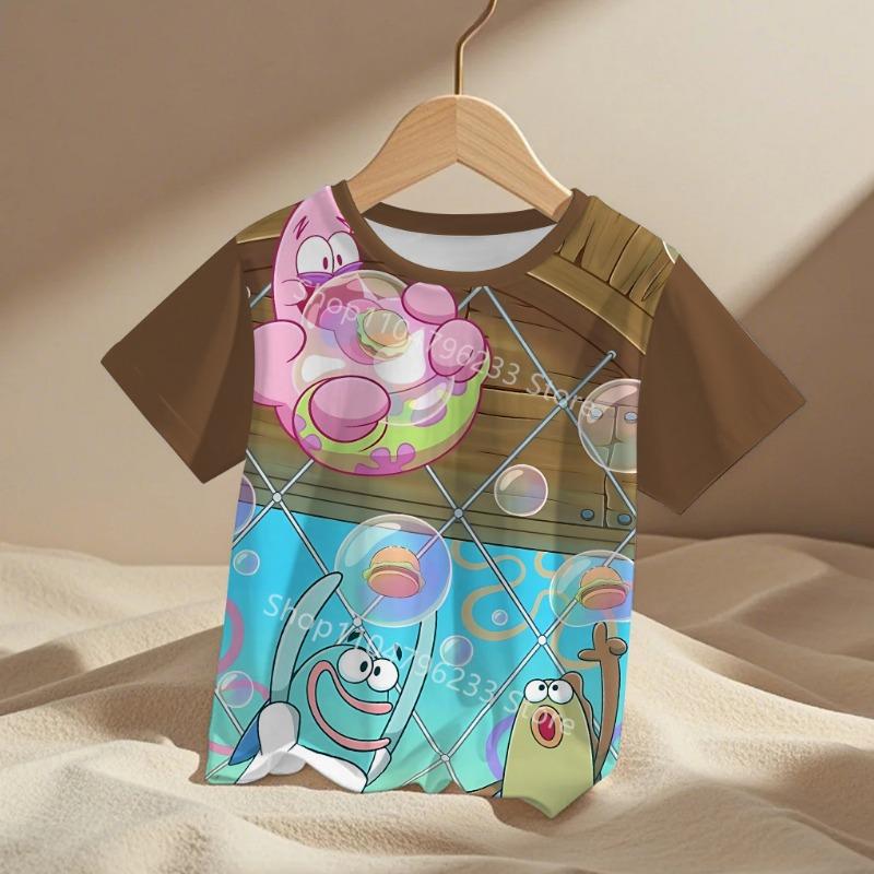 Cute Cartoon Spongebobs Baby Clothing Outdoor Clothes Boy Girl Child Women's Tshirts Children Adult Parent Child T Shirts