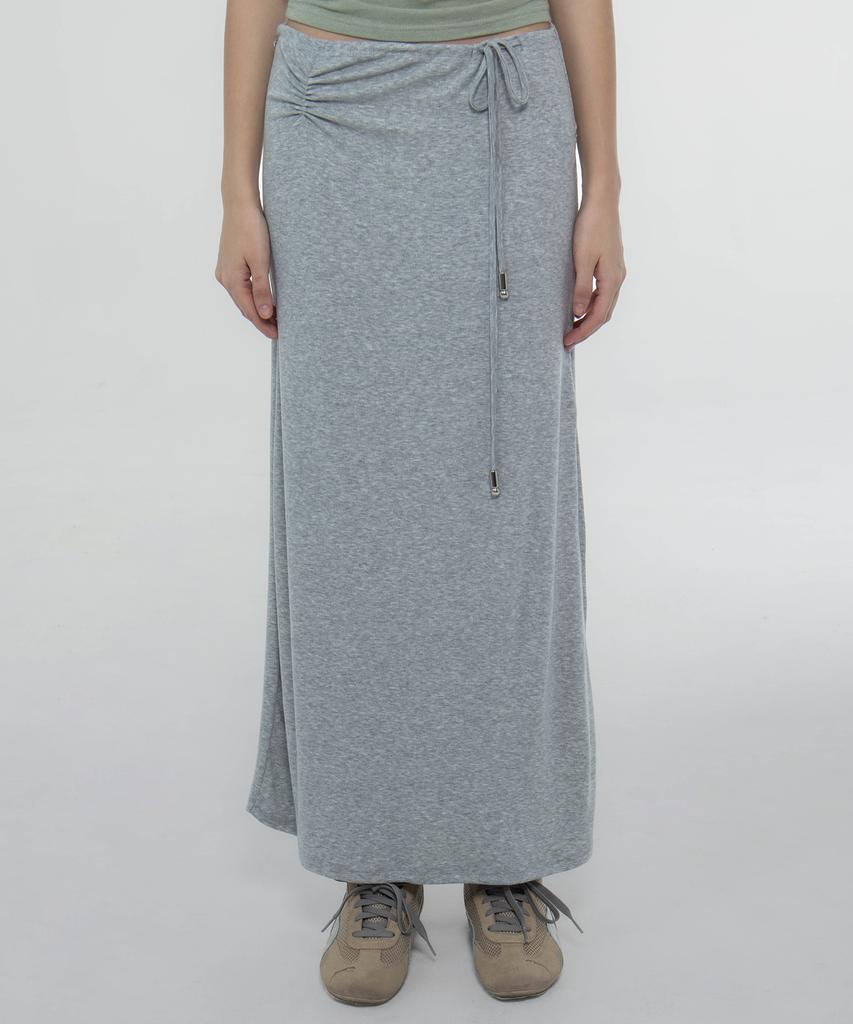 CHICKS Metal Tip Strap Drape Maxi Skirt Black