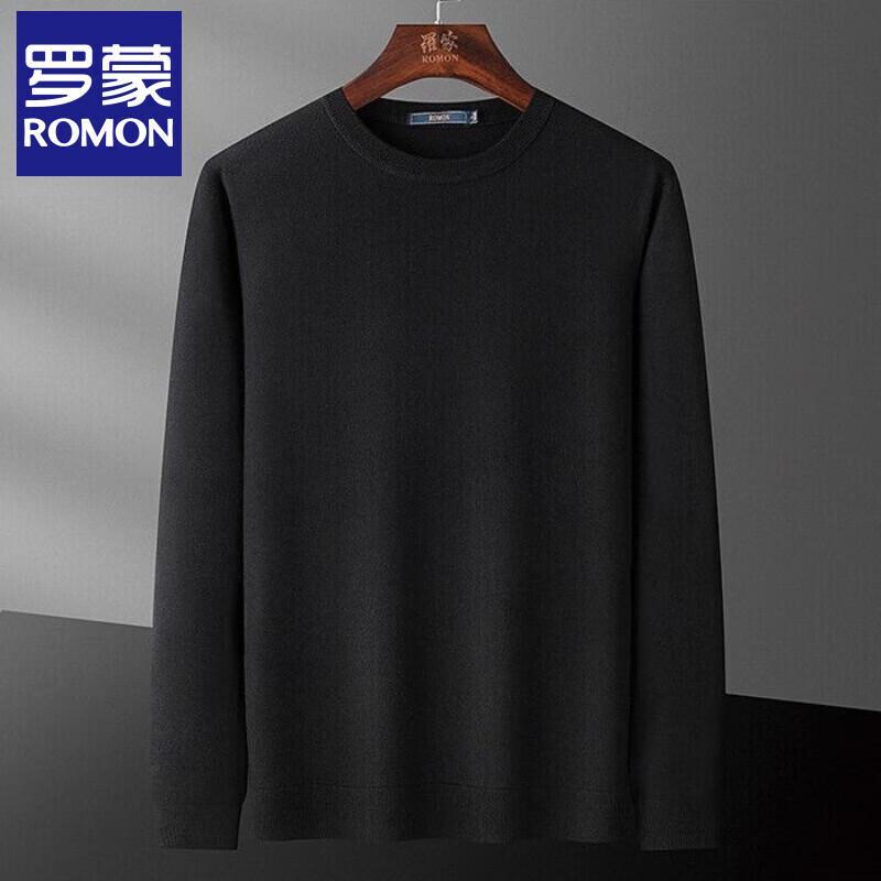 Romon Men's Wool & Silk Blend Round Neck Pullover Sweater