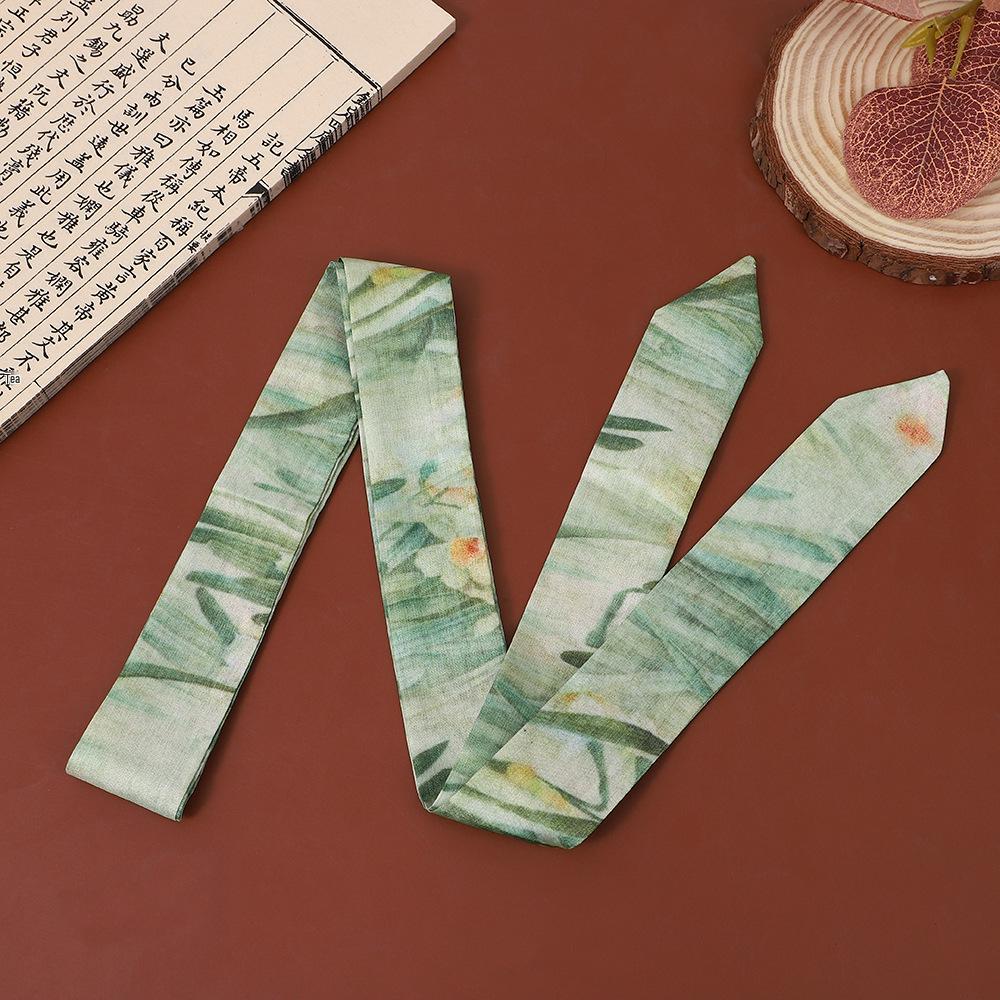 Frühlings-Seidenschal im antiken Stil, lang und schmal: Chinesisches Stirnband mit Schleife & Taschenzubehör