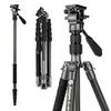 Fotopro 152cm Carbon Fiber Travel Compact Camera Tripod with Fluid Detachable Quick Release Plate and Supports Up To Video Tripod for E2 Video Black