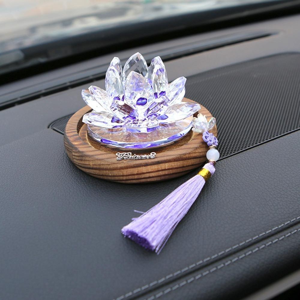 Chinese Style Car Center Console Ornament Realistic Crystal Lotus Decoration  Living Room