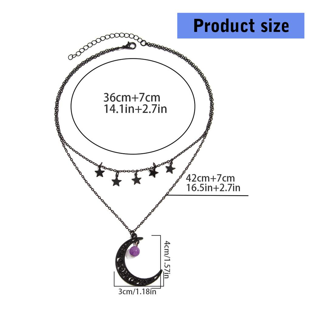 Gothic Necklace Hollow Moon Star Pendant Neckchain for Women Fashionable Jewelry Gift For Parties and Festivals