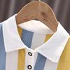 Boys Summer Suit Middle and Small Children Short-sleeved Striped Polo Shirt + Shorts Handsome Two-piece Set