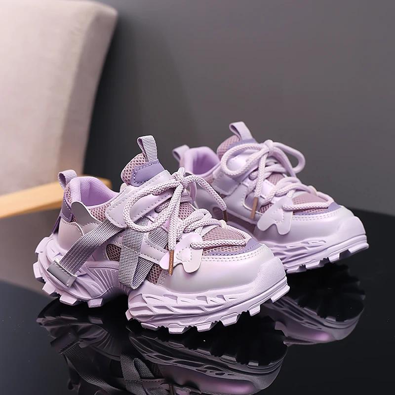 Kids Hiking Tennis Running Thick Sole Shoes Toddler Lightweight Breathable Casual Trainers Children's Boys Girls Chunky Sneakers