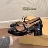 Gentle Sweet Beans! 2025 Autumn Temperament Round Head Bow with Mary Jane Shoes Women's Shallow Thick Heel Single Shoes