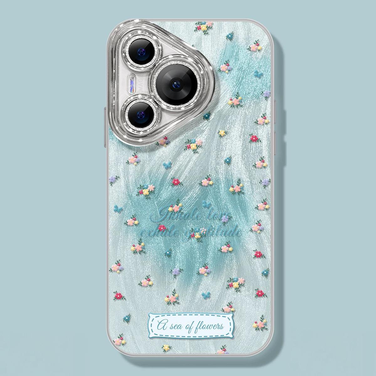 

Gradient Floral for Huawei Mate70pro Mobile Phone Case Feather Yarn PURA70ultra New Mate60 Female 40 For huawei MATE50PRO