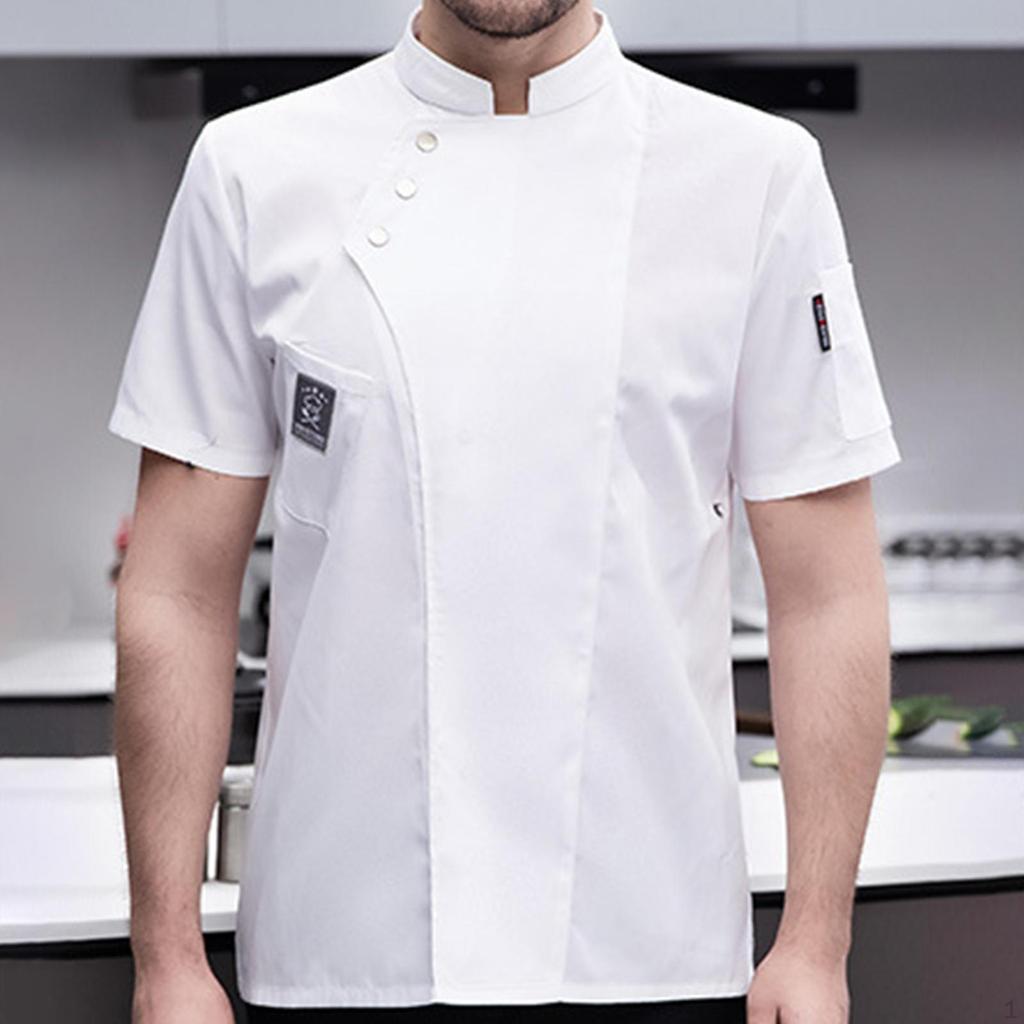 Chef Jacket, Short Sleeve Catering Shirt Wear Uniform for Managers Line Cooks Caterers