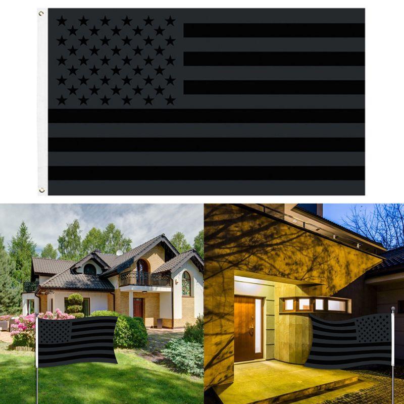 90x150cm Schwarze Amerikanische Flagge Beidseitig bedruckt Amerikanische Flagge