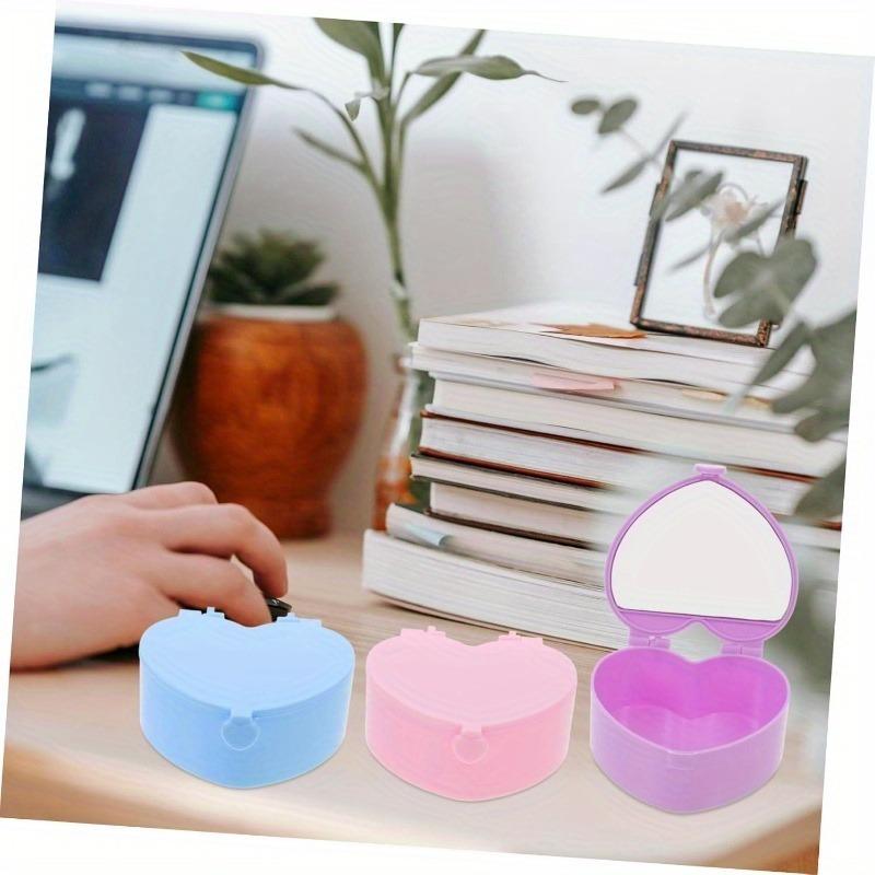 12pcs Heart Shaped Jewelry Boxes Portable Pocket Mirror Cute Plastic Storage Organizer for Rings Bracelets Small Jewelry Boxes