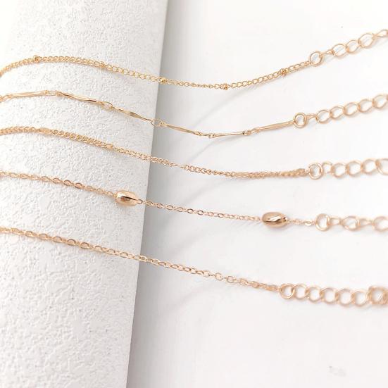 5 Pçs/Conjunto Mulheres Tornozeleiras Empilháveis Camadas Corrente Oca Comprimento Ajustável Estilo Simples Decoração Tornozelo Jóias Festa Praia Corrente Tornozelo Diário