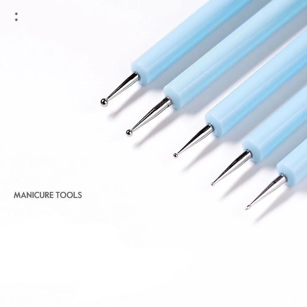 5 buc/Set Pensulă cu Cap Dublu din Silicon pentru Sculptat, Pictat, Modelat, Instrument pentru Nail Art