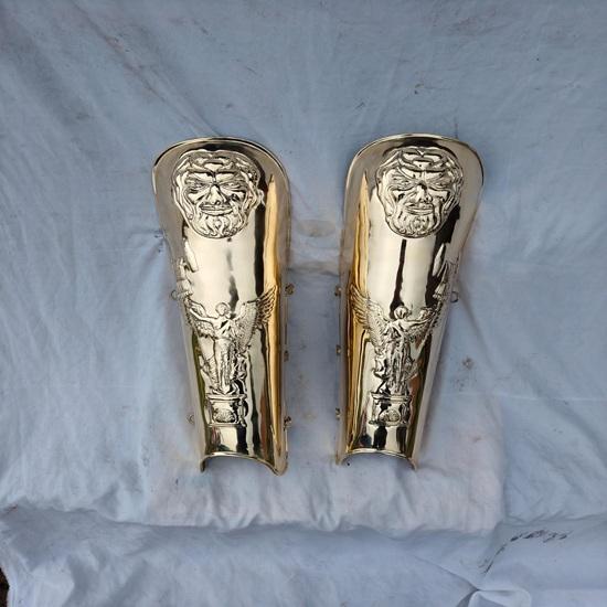 Roman Brass Greaves with Embossing Work LARP Reenactment Gift
