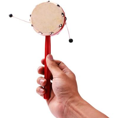 Tambor de piel de oveja tradicional chino, sonajero de madera para bebés, juguetes educativos para niños recién nacidos y niños pequeños