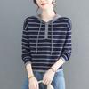 Striped Hooded Knitted Sweater Women's Early Autumn 1011 New Spring and Autumn High-end Small Bottom Top