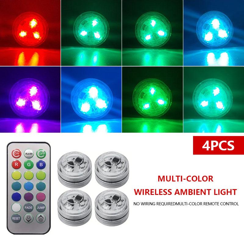 LED Car Interior Ambient Light Decoration Wireless Adhesive Bicycle Tail Light Auto Roof Atmosphere Lamp Diamond Diving Light