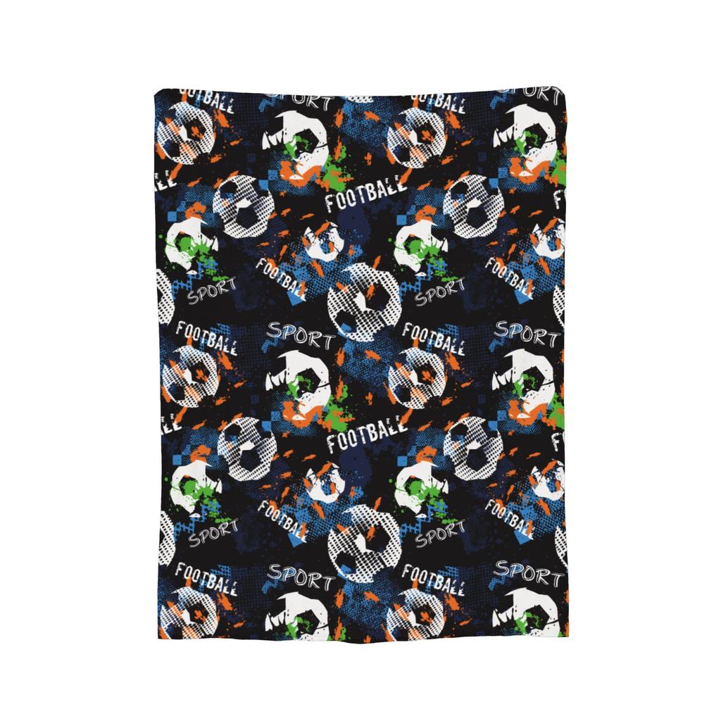 Cartoon Soccer Ball Football Blanket Coral Fleece Plush Print   Multifunction Warm Throw Blanket for Bed Outdoor Bedspreads