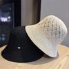 2026New solid color simple hollow breathable fisherman hat for women, summer casual versatile foldable bucket hat, sun hat