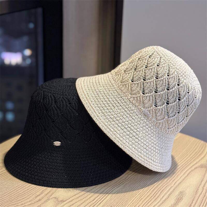 2026New solid color simple hollow breathable fisherman hat for women, summer casual versatile foldable bucket hat, sun hat