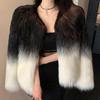 Manteau en fausse fourrure pour femme, mode dégradé de couleurs, automne hiver, élégant, chaud, vêtements d'extérieur, vestes en fausse fourrure pour dames