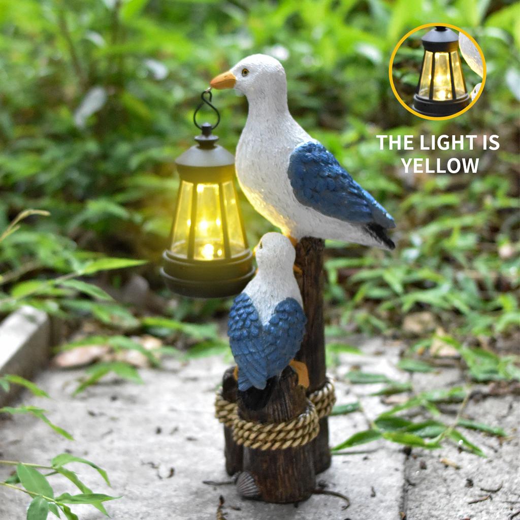 JYL TS/080,Resin Cute Pelican Seagull Pendant Light Solar Outdoor Light Statue for Home Villa Decor