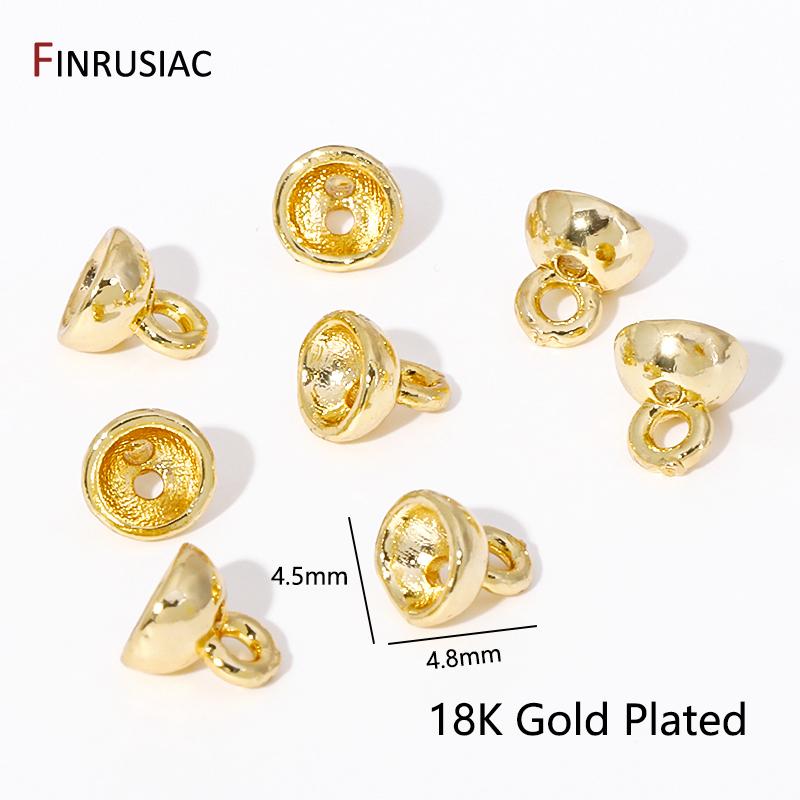 18K Gold Plated Brass End Crimp Beads For Jewelry Making,DIY Bracelets Accessories,Bead Tip Connectors For Jewelry Supplies