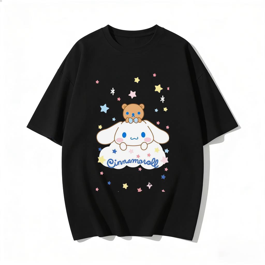 2026 Cinnamoroll Tee Soft Cotton Short Sleeve Crew Neck Cute Print Lightweight Summer Top for Women Daily Casual Wear