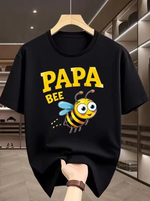 Cartoon Bee Print Unisex Tshirt Cute Animal Graphic Cotton Short Sleeve Tee Casual Tops Moisture Wicking Shirts for Unisex Dry