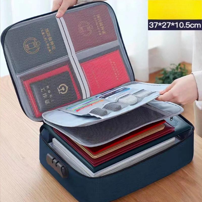 Household Multi-Layer Document Storage Box for Certificates, Passports, Cards. Multi-Function File Storage Bag for Family.