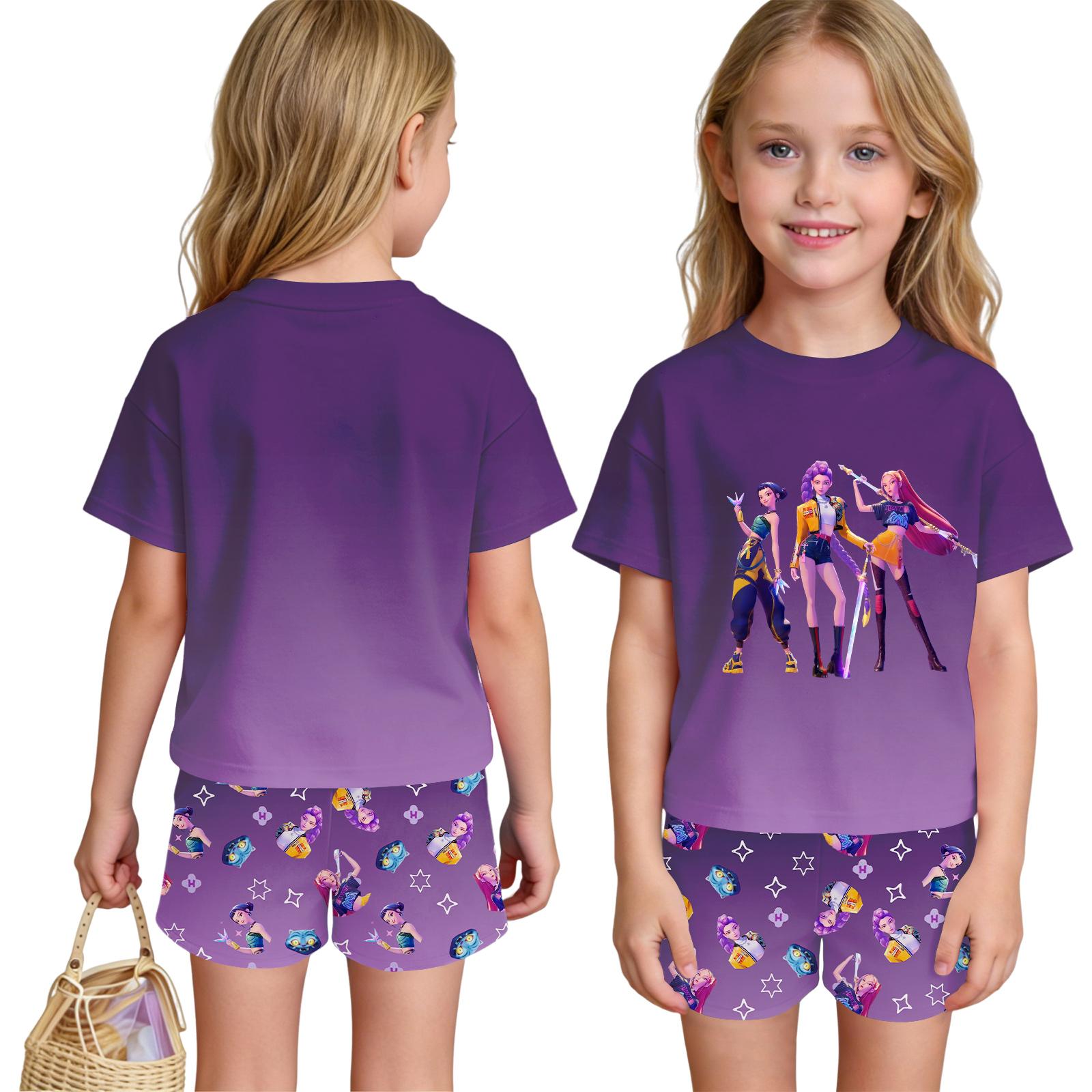 Children s Casual Short Sleeve And Shorts Letter Print Set 90