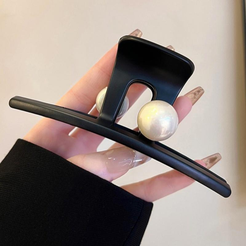 Große rote Perlenhaarspange für Damen Mädchen Kopfschmuck Einfache Haarnadel Haarvolumen Hai-Klammer Haarspange Hinterkopf Haaraccessoires