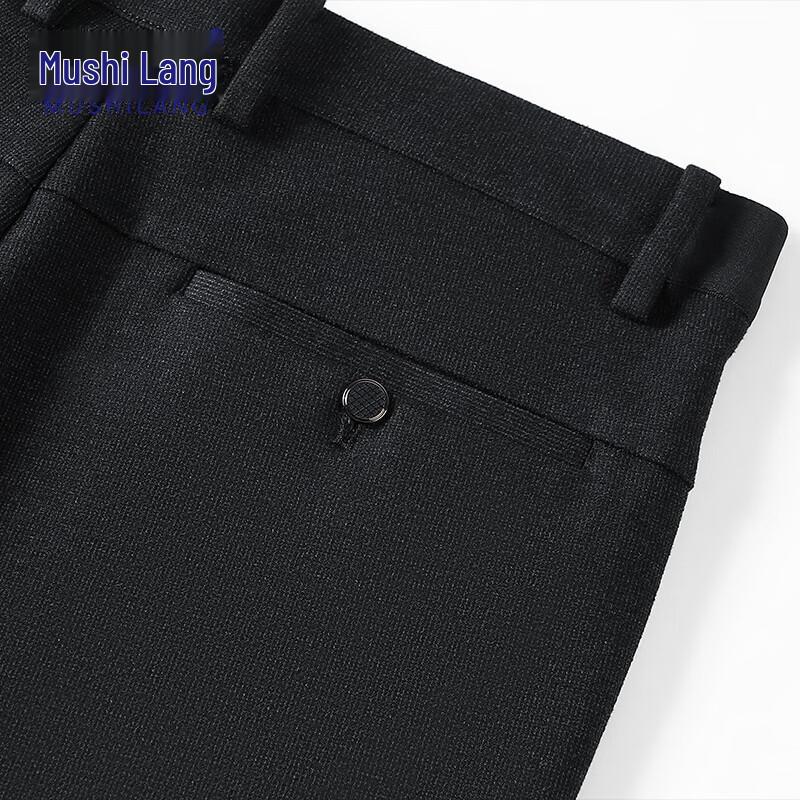 MUSHILANG Men's Wool-Blend Fleece-Lined Straight-Leg Pants