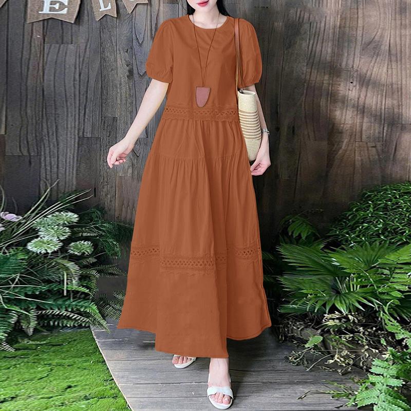 ZANZEA Conjunto de duas peças de blusa de manga curta e saia longa para mulheres