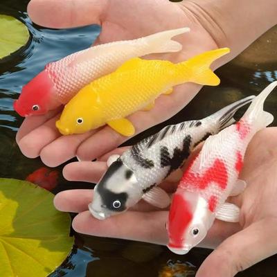 2/4PCS Artificial Koi Decor - Realistic Multi-Color Fish for Aquarium/Pond | 3D Scales & Moving Eyes | Eco-Safe Plastic