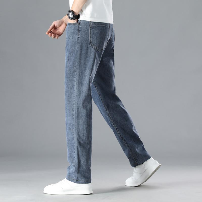 Men's Plus Size Straight-Leg Trousers Lightweight High-Waisted Stretch Casual Trousers