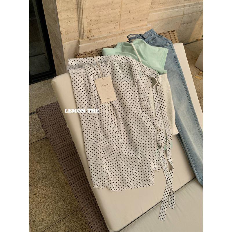 

Свитеры Жилет С коротким рукавом K-стиль Бандажное платье Набор из двух предметов White polka dot skirt curtain All yards