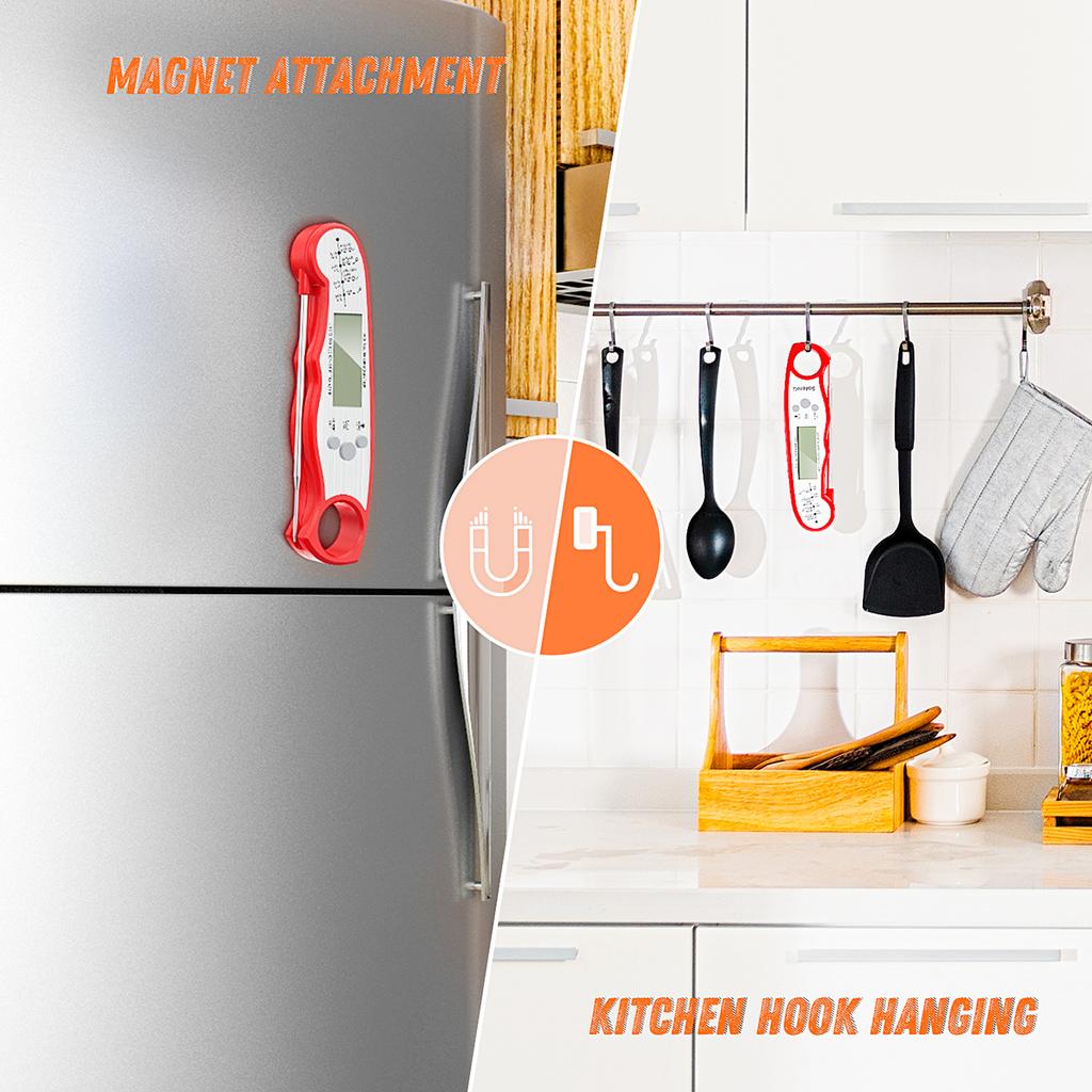 Instant Read Meat Thermometer with Probe for Cooking Fast Precise Waterproof Digital Food Thermometer BBQ and Kitchen Baking