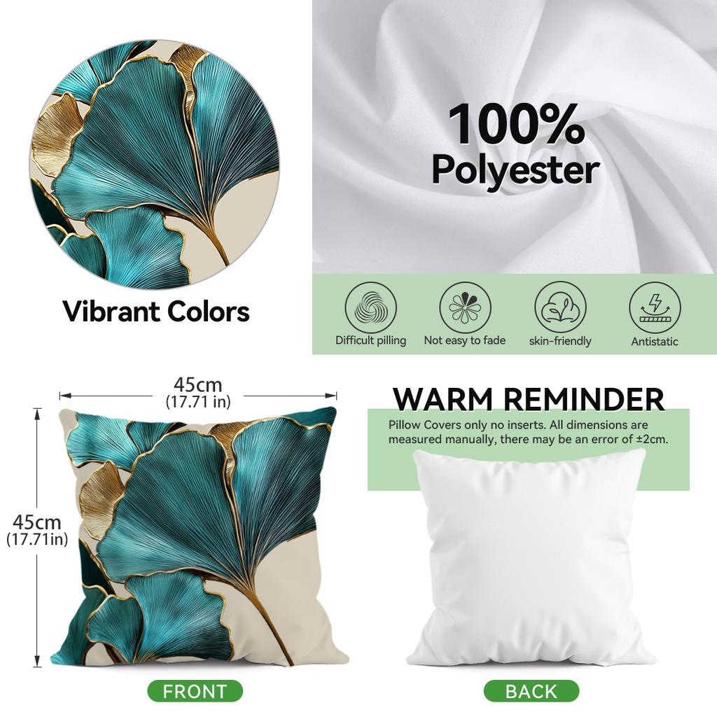 Ginkgo Leaf Cushion Cover Pillowcase Printed Polyester 45X45Cm Throw Pillowcover Decorative Sofa Cushion Pillowslip Home Decor