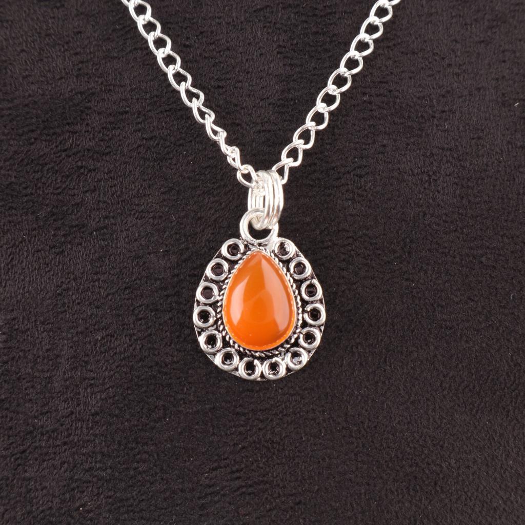 Carnelian Gemstone 925 Silver Friendship Day Elegant Mother Gift Pendant Jewelry PP-26-26