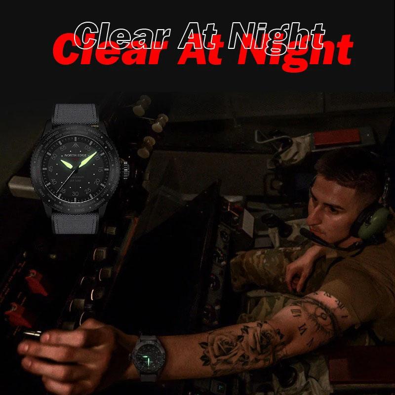 NORTH EDGE MACH Solar Power Quartz Watch Men Waterproof 50M Men's Pilot Sports Wristwatches Luminous Enviormentally Clock
